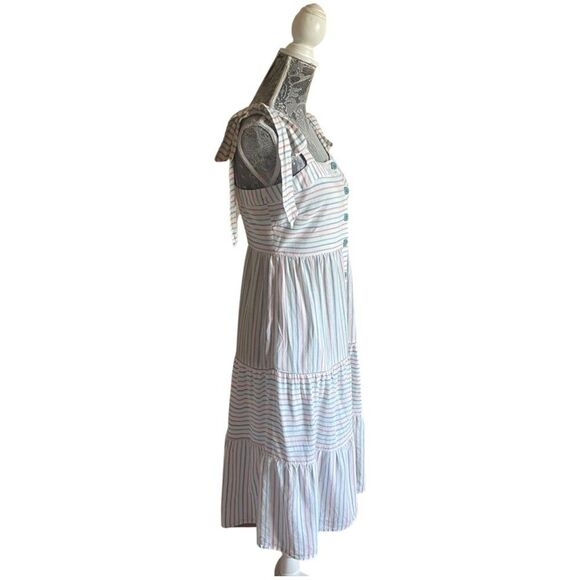Gal Meets Glam Collection Bow Shoulder Stripe Dress Size 6 - Picture 2 of 8